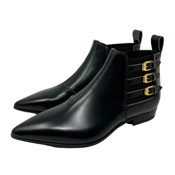 GUCCI Womens Cordovan Lux Leather Ankle Boot Black Size 38 EU - Picture 3 of 17